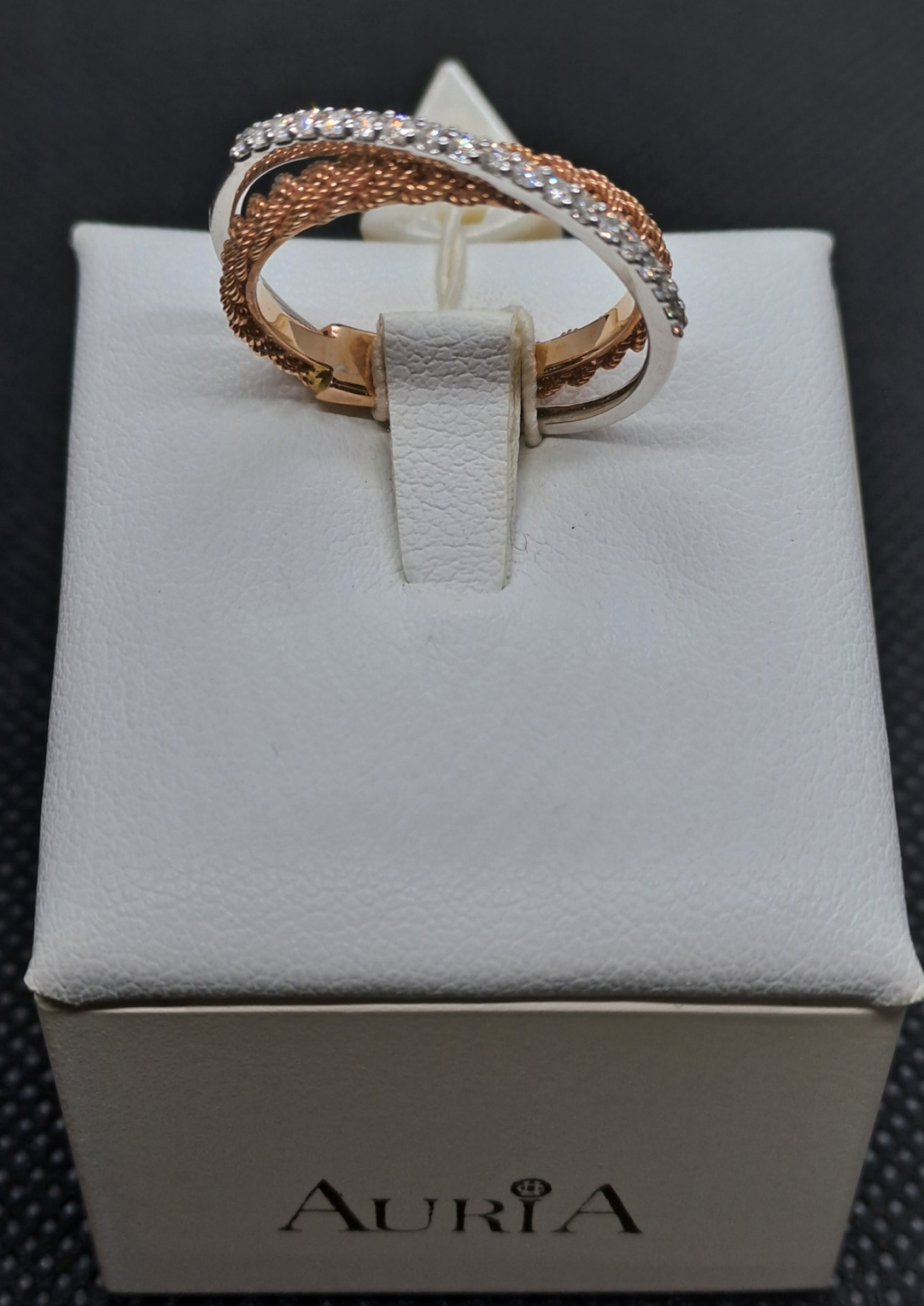 Anello in oro rosa e bianco 750 con diamanti — eShopping Salerno