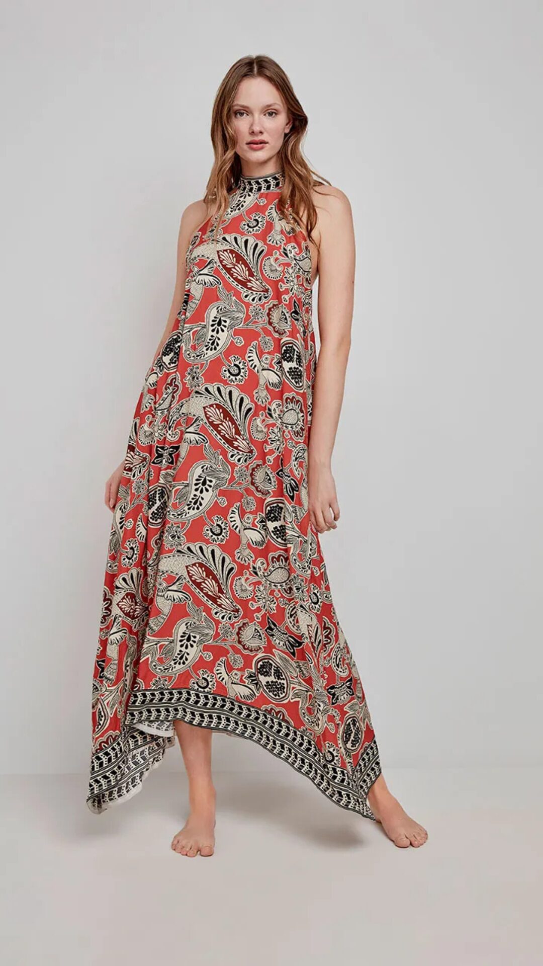 Gisela Abito Mare Lungo scollo all'americana Fantasia corallo — eShopping Salerno
