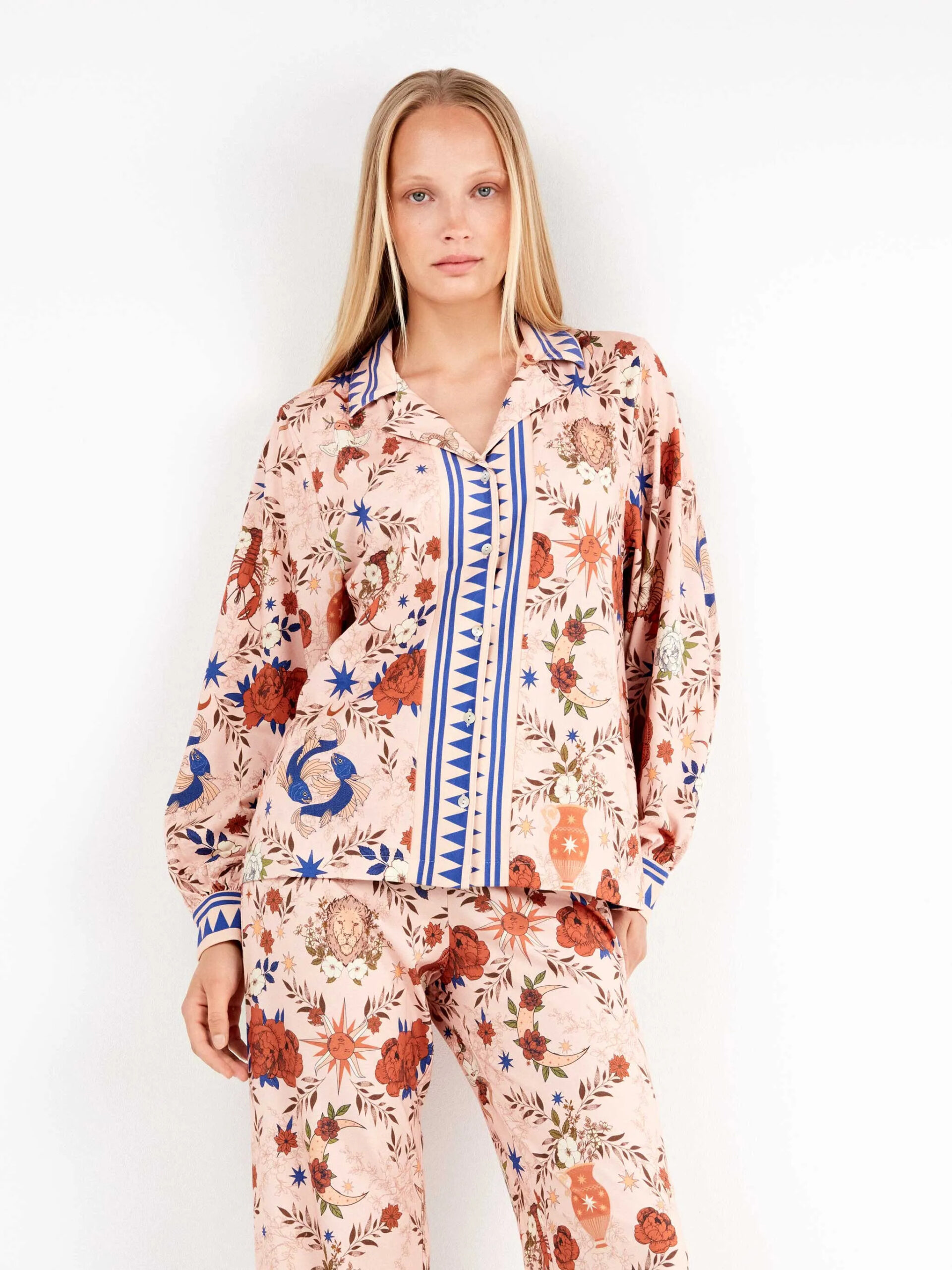 Gisela Pigiama Aperto fantasia con pantalone palazzo art.20302 — eShopping Salerno