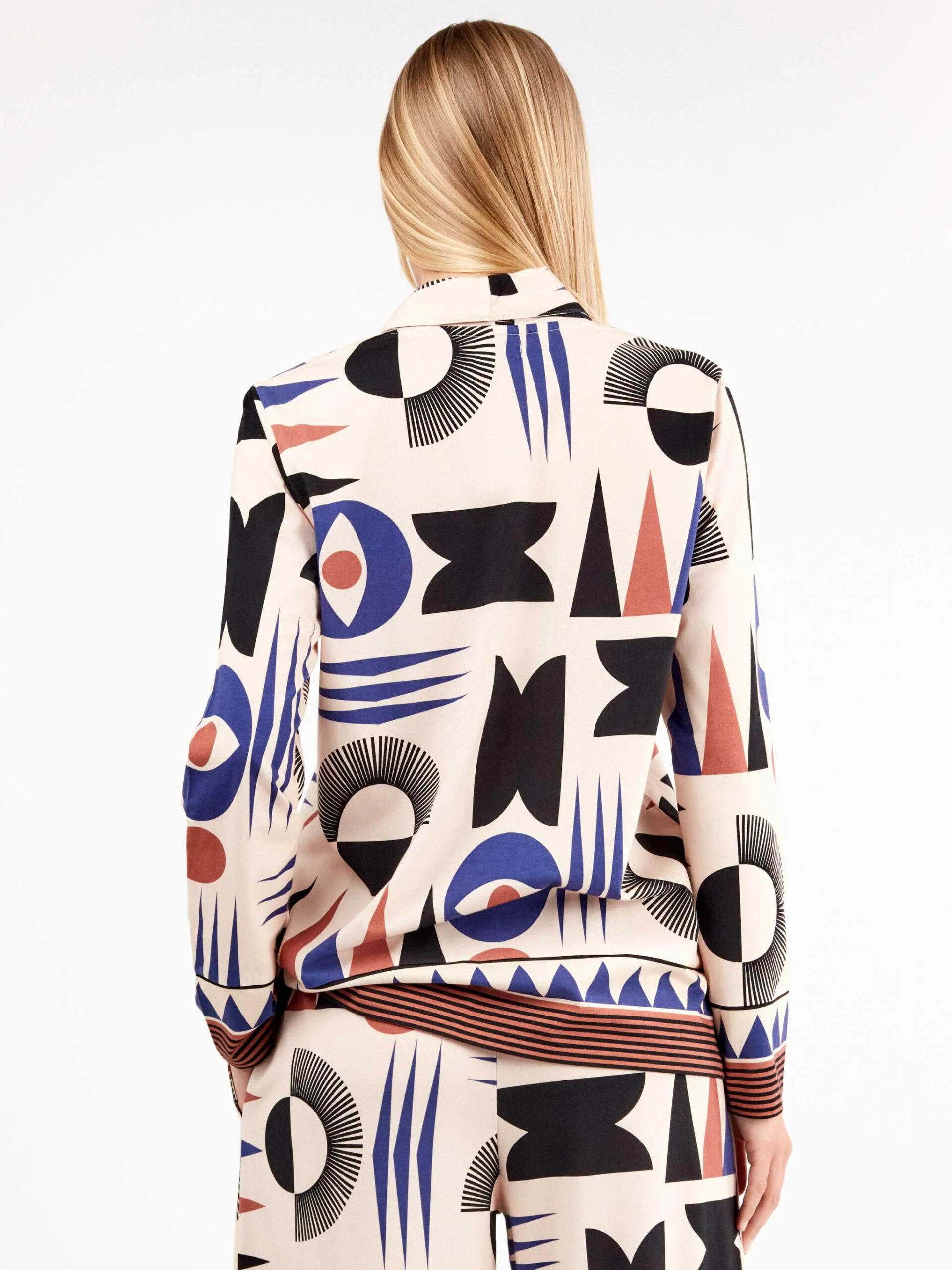 Gisela Pigiama in caldo cotone con Giacca Aperta e pantalone palazzo in fantasia geometrica art.20312 — eShopping Salerno