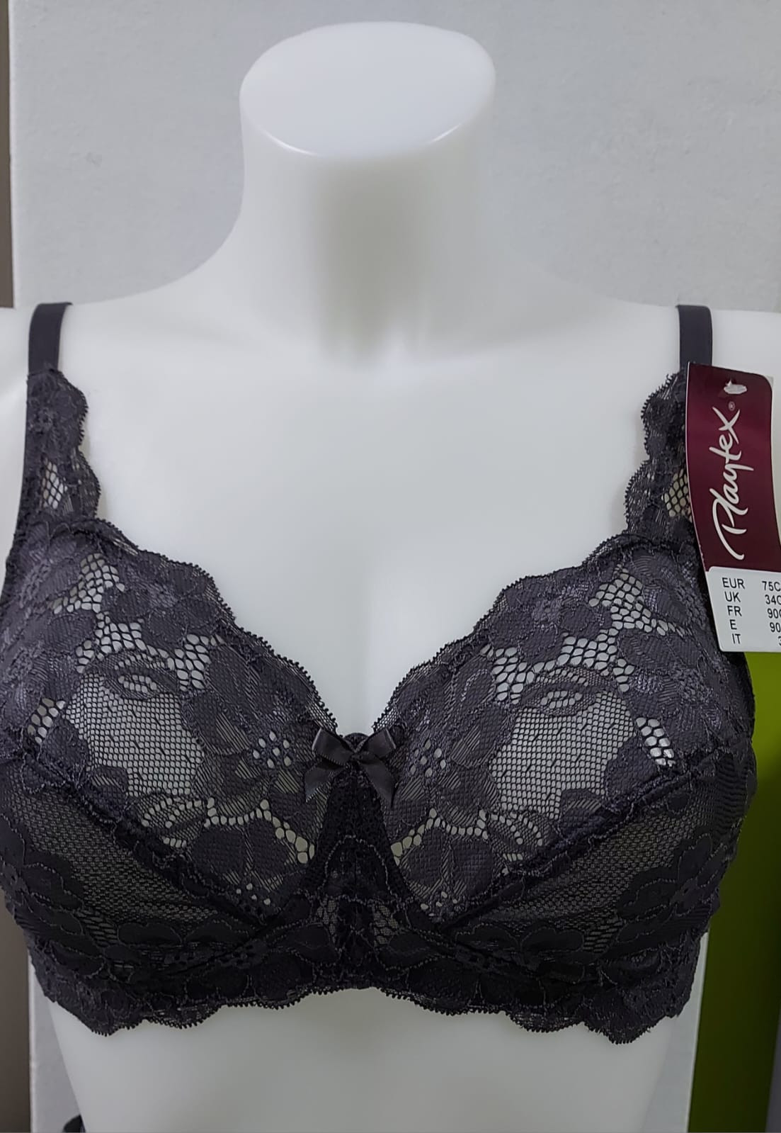 Playtex Reggiseno senza Ferretto Essential Elegance pizzo grigio art.PO8GE — eShopping Salerno